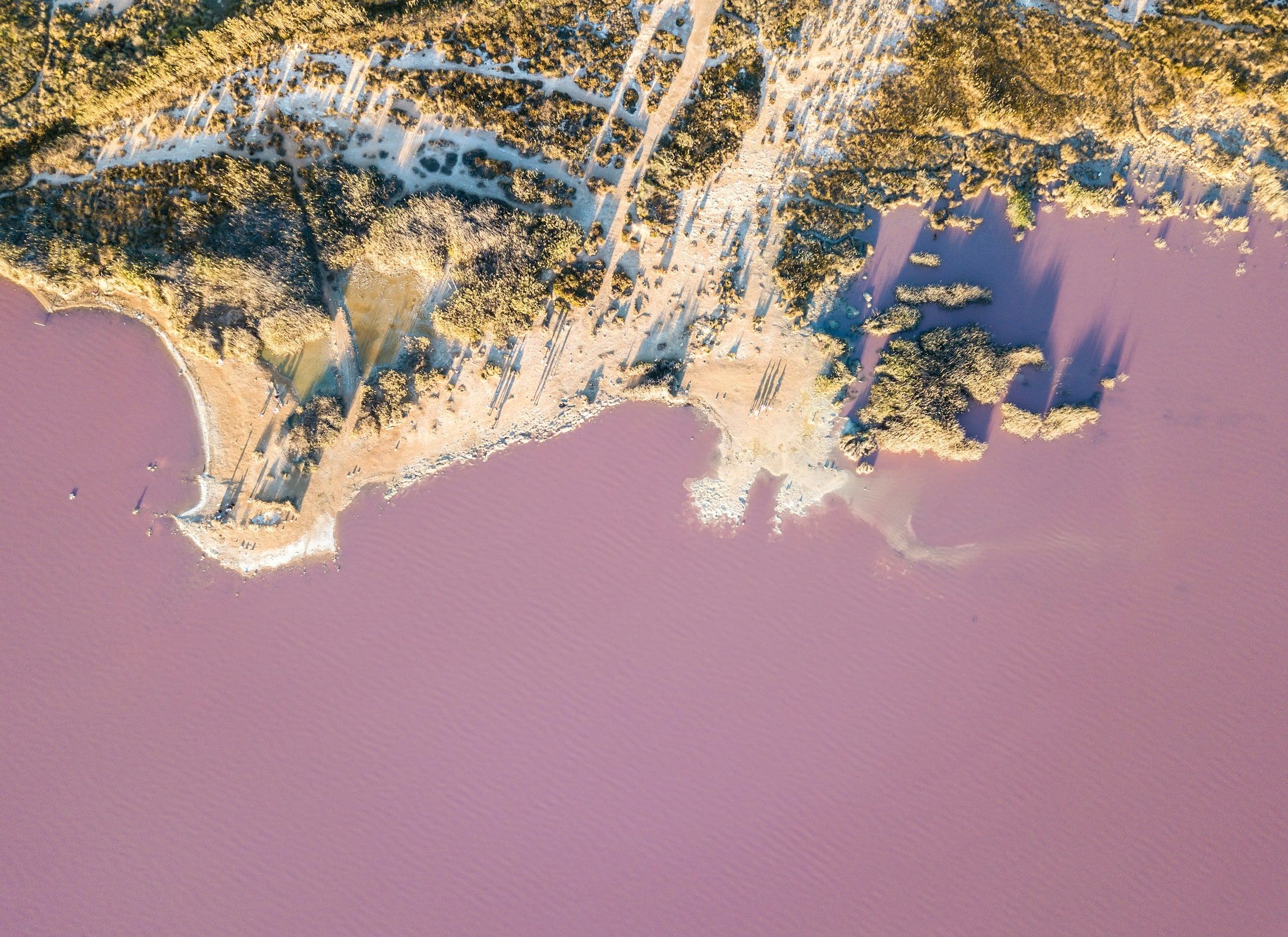Vista aérea de la laguna rosa de Torrevieja junto al mar